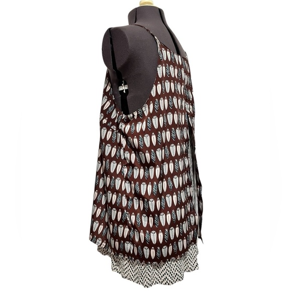 Porridge for Anthropologie Feather Print Layered Split Back Camisole Top Size M - Picture 8 of 14